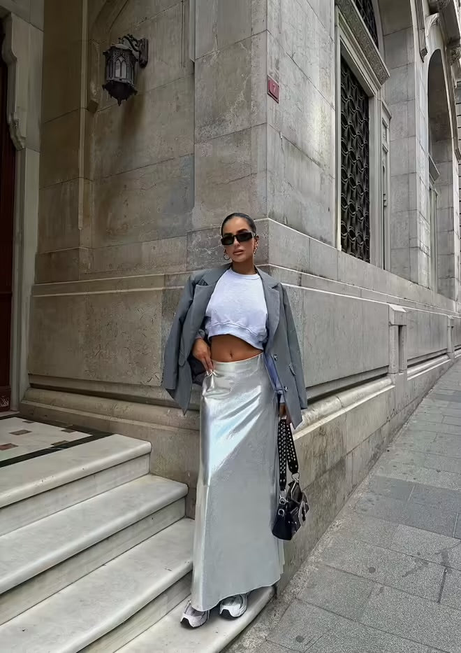 Silver Maxi Skirt