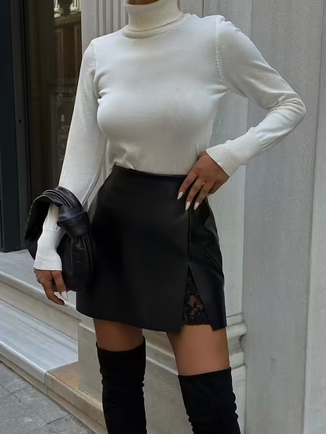 Lace & Leather Skirt